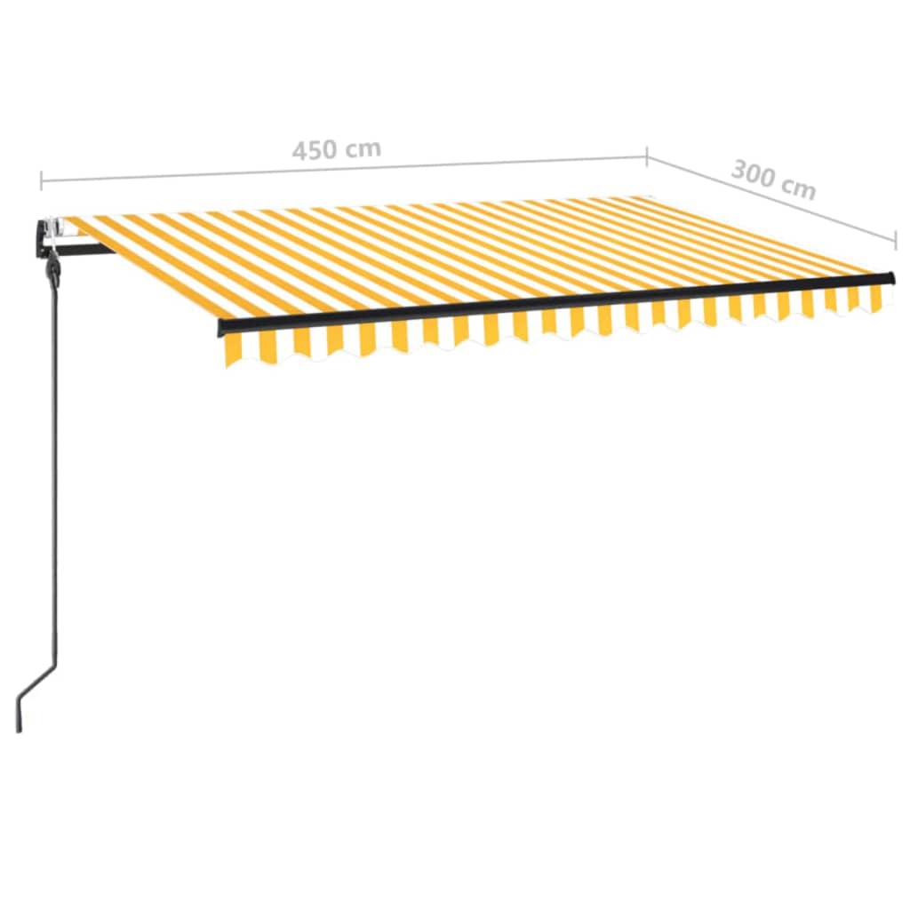 Luifel automatisch met LED en windsensor 450x300 cm geel en wit 450 x 300 cm Geel en wit