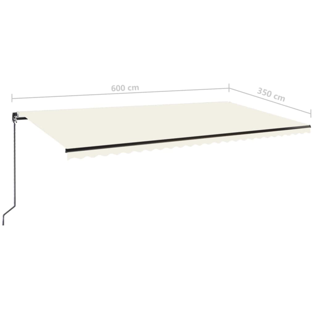 Luifel handmatig uittrekbaar 600x350 cm crèmekleurig