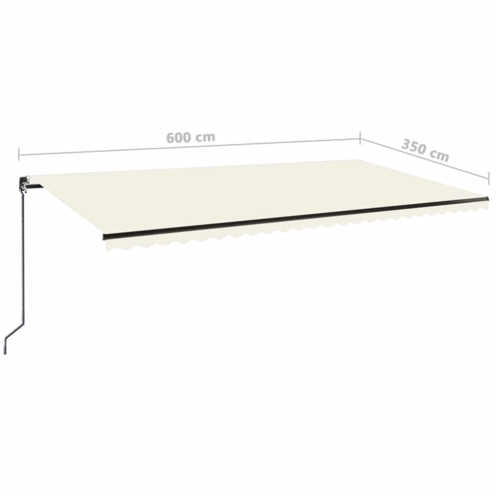 Luifel Handmatig Uittrekbaar Met Led Kleurig 600 x 350 cm Crème