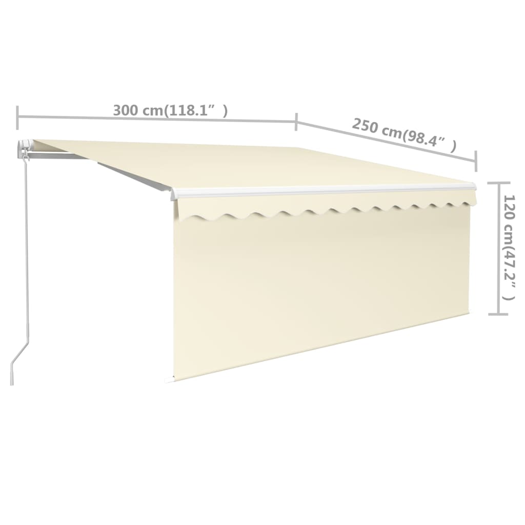 Luifel Handmatig Uittrekbaar Met Rolgordijn 3X2,5 M Kleur 3 x 2.5 m Crème