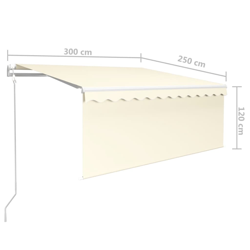 Luifel Automatisch Met Gordijn, Led En Windsensor 3X2,5 M 3 x 2.5 m Crème