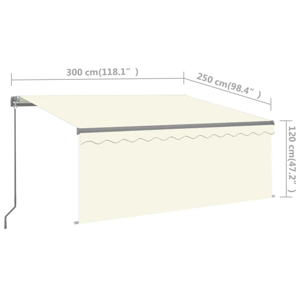 Luifel Handmatig Uittrekbaar Met Rolgordijn Led 3X2,5 M 3 x 2.5 m Crème