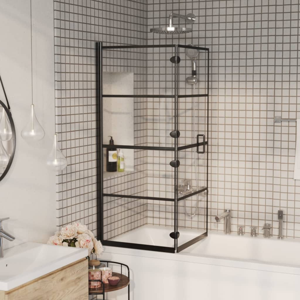Douchewand Inklapbaar 80X140 Cm Zwart