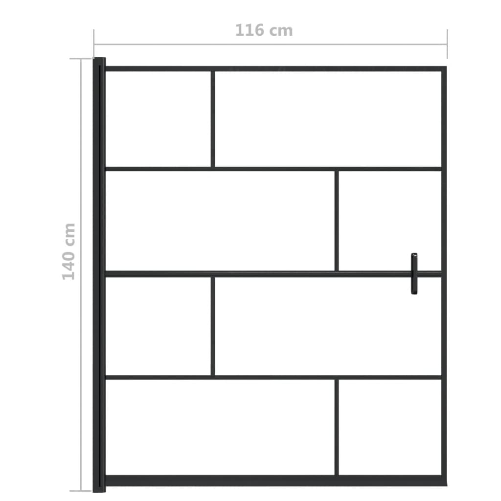 Douchewand 116x140 cm ESG zwart 116 x 140 cm