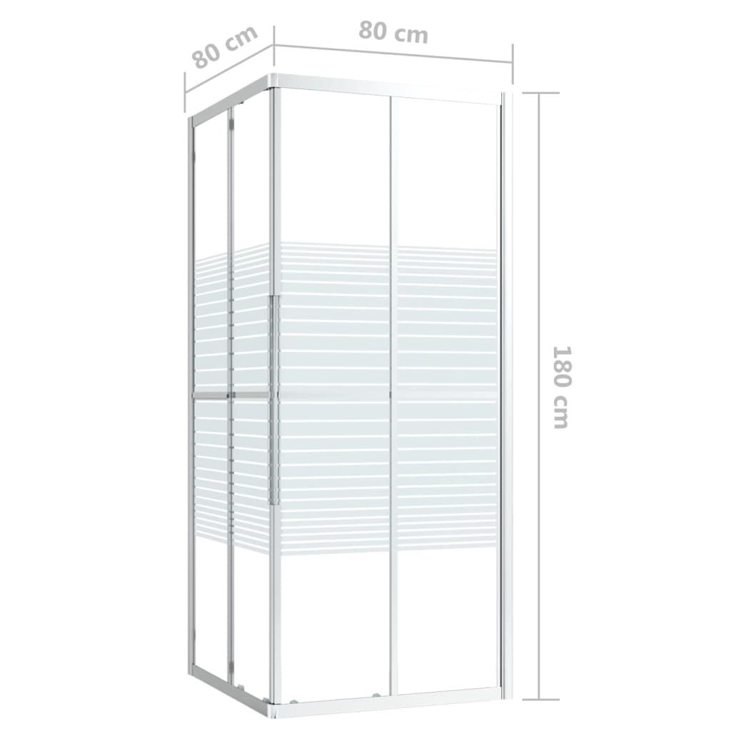 Douchecabine 80x80x180 cm ESG 80 x 80 x 180 cm Zilver en wit Doorzichtig