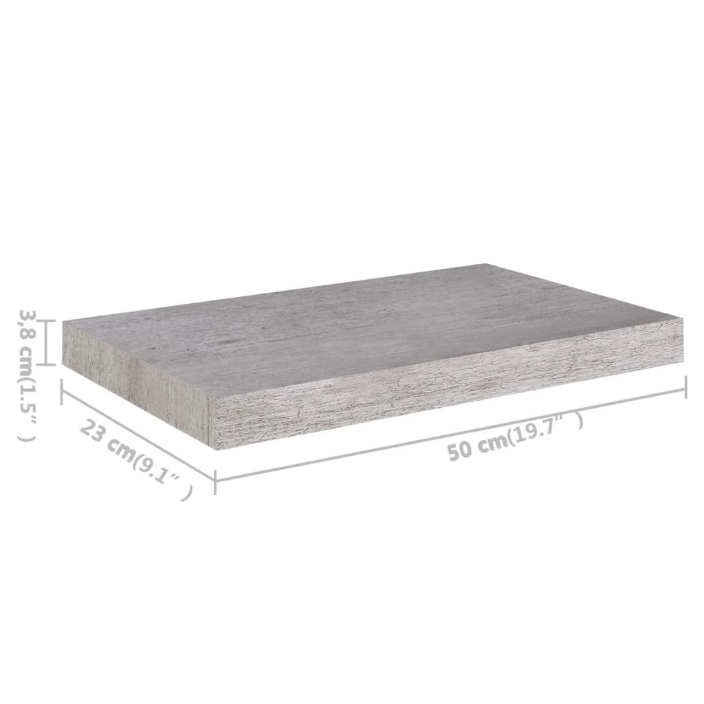 Wandschap Zwevend 50X23X3,8 Cm Mdf Betongrijs 1 50 x 23 x 3.8 cm