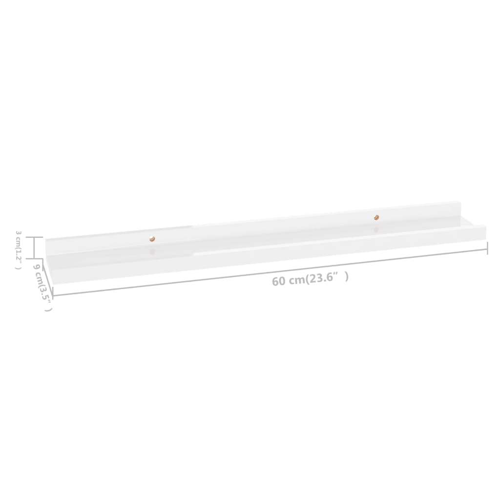 Wandschappen 2 60 x 9 x 3 cm Hoogglans wit