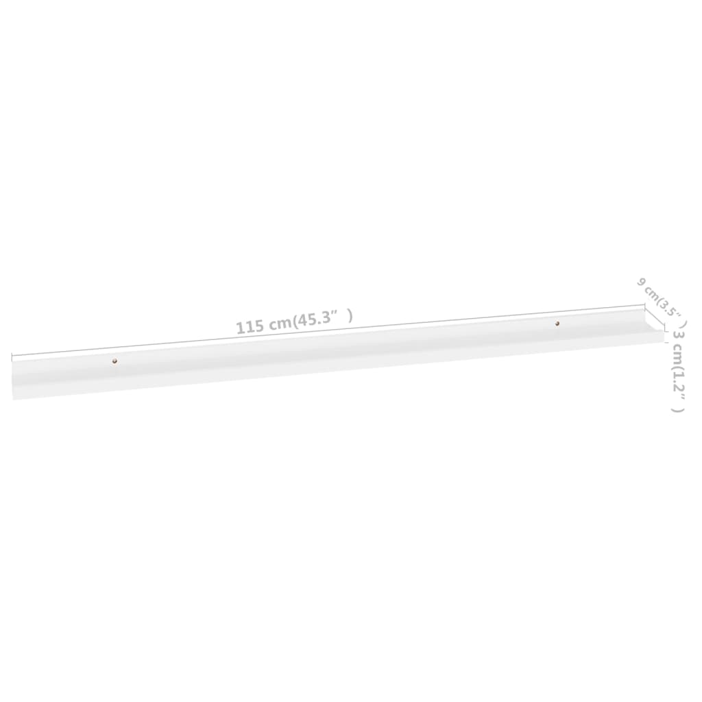 Wandschappen 2 115 x 9 x 3 cm Wit