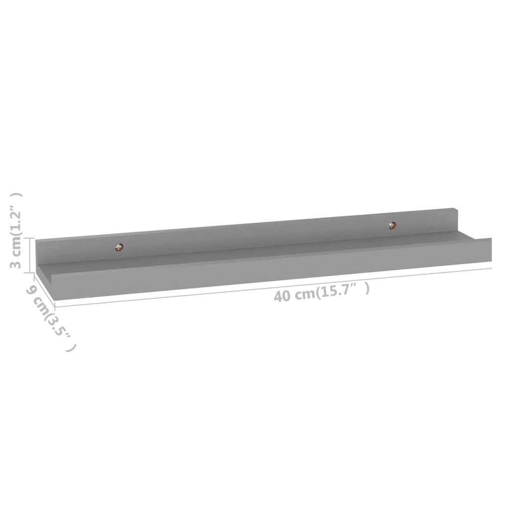 Wandschappen 4 40 x 9 x 3 cm Grijs