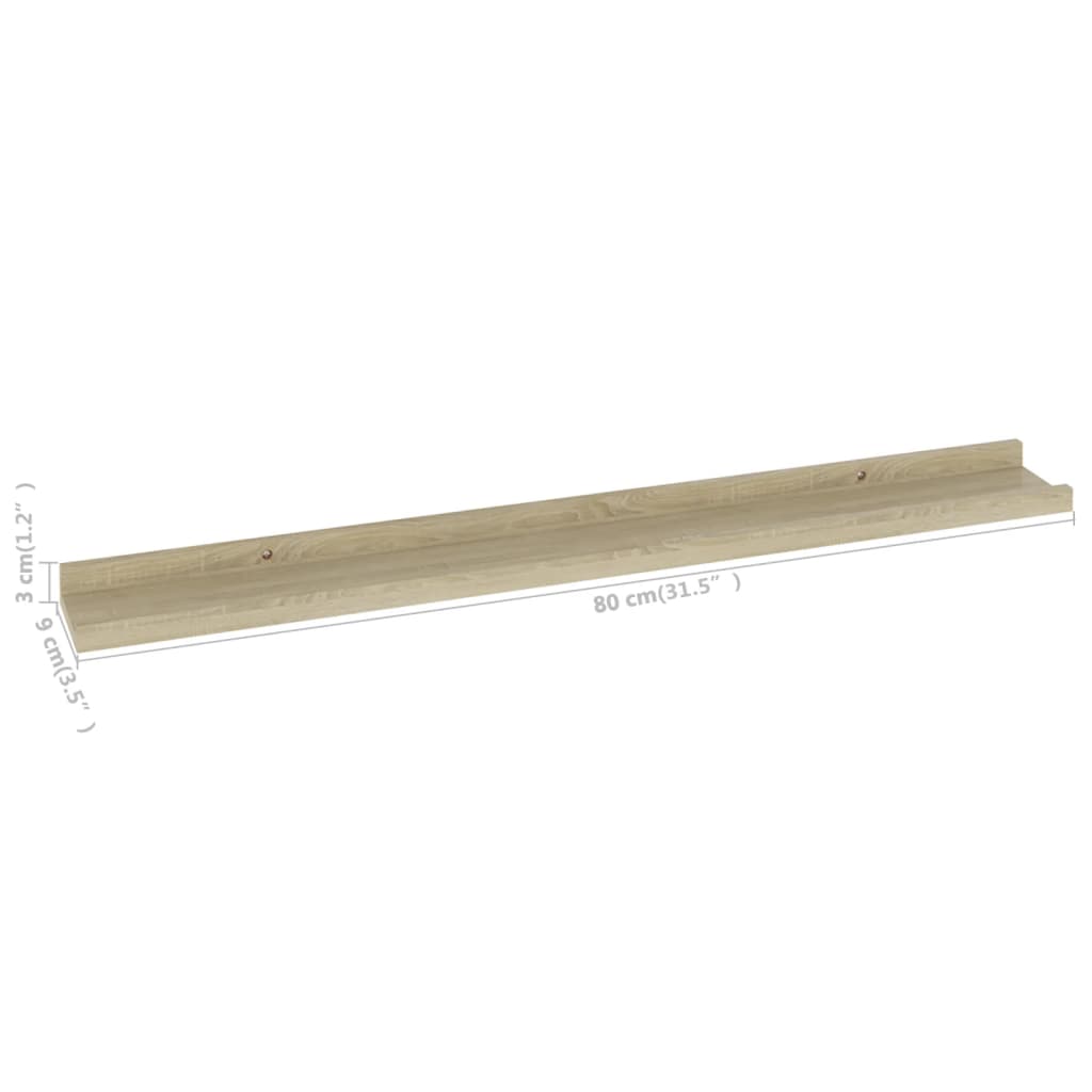Wandschappen Kleurig 2 80 x 9 x 3 cm Sonoma eiken