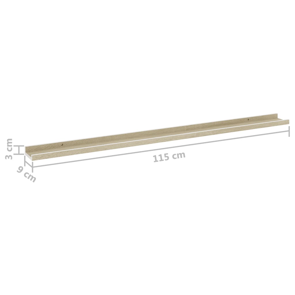 Wandschappen Kleurig 4 115 x 9 x 3 cm Wit en sonoma eiken