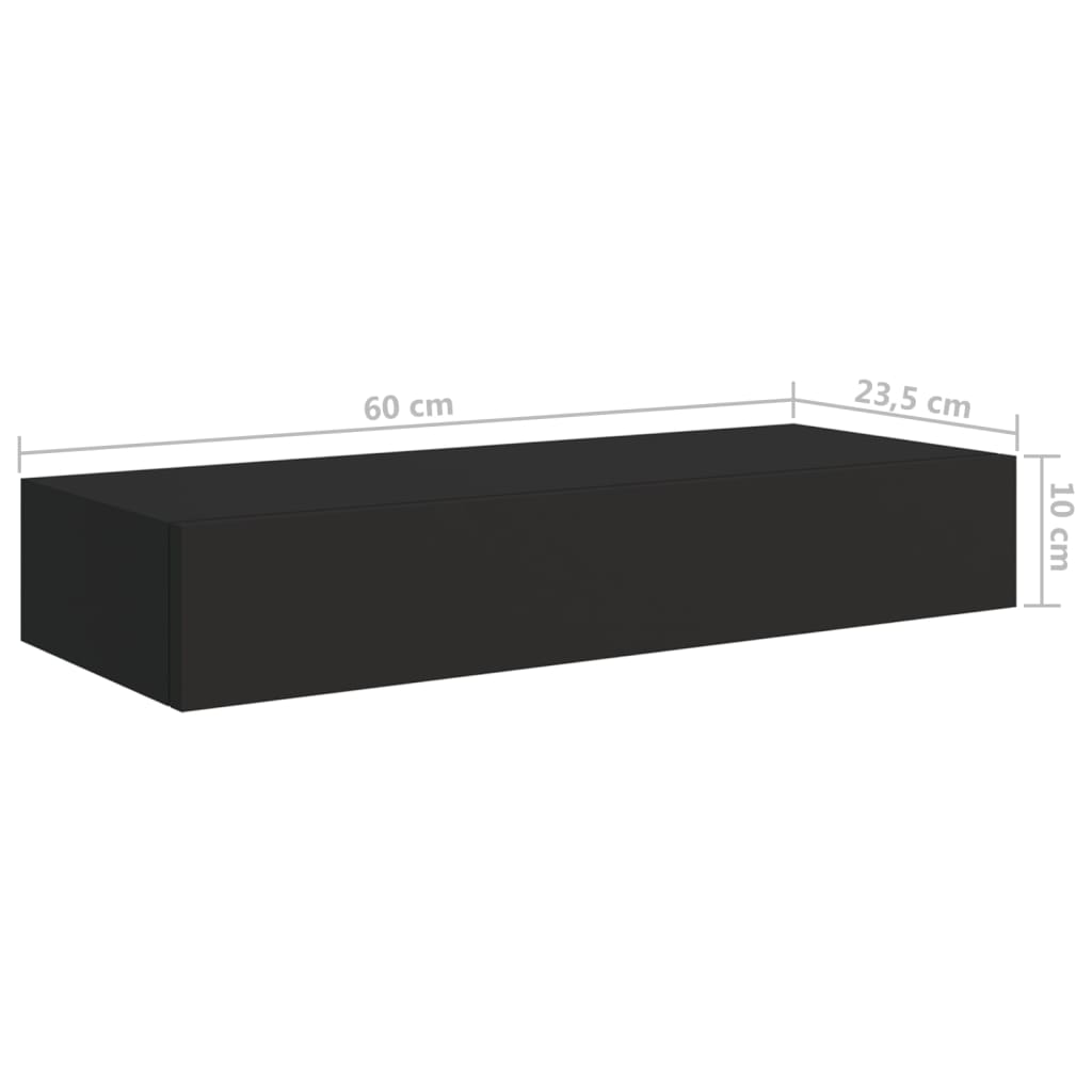 Wandschap Met Lade 60X23,5X0 Cm Mdf 1 60 x 23.5 x 10 cm Zwart