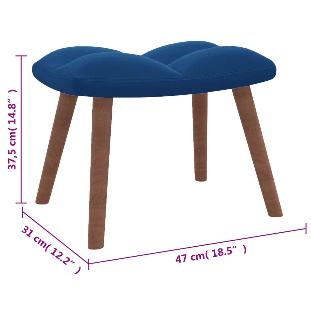 Schommelstoel Met Voetenbank Fluweel Blauw Met voetensteun