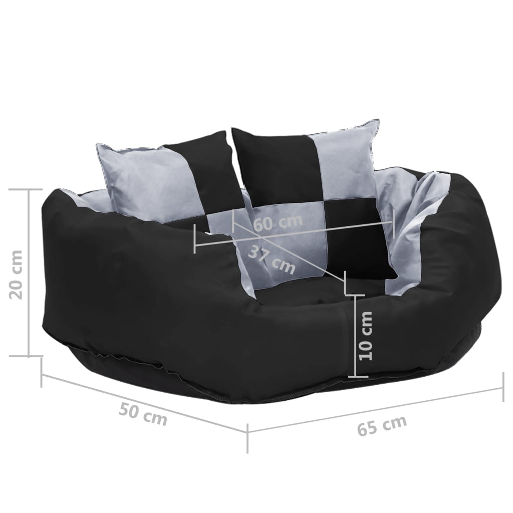 Hondenkussen Omkeerbaar En Wasbaar 65 x 50 x 20 cm Grijs en zwart