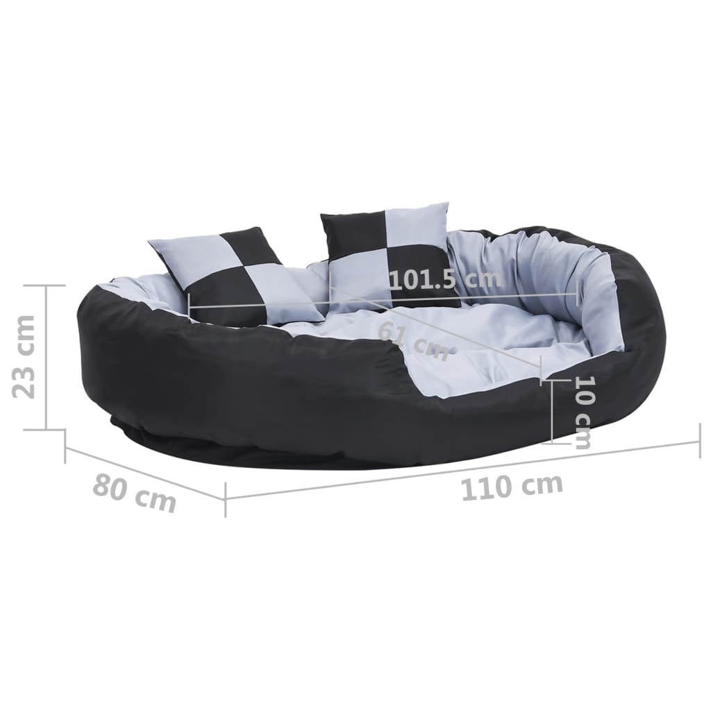 Hondenkussen omkeerbaar en wasbaar 110x80x23 cm grijs en zwart 110 x 80 x 23 cm Grijs en zwart