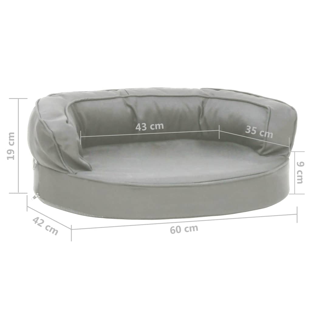 Hondenbed ergonomisch linnen-look 60x42 cm grijs 60 x 42 cm Grijs