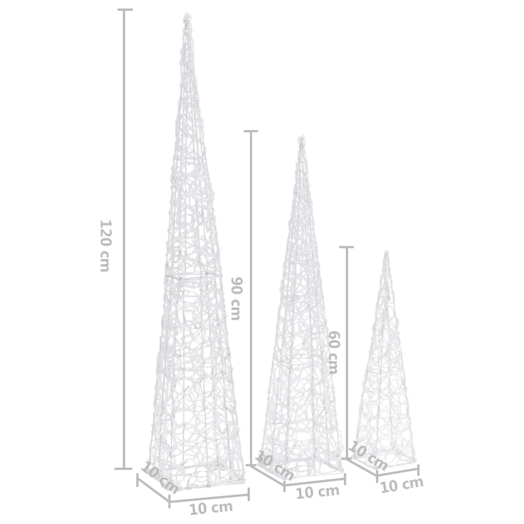 Lichtkegelset Decoratief Led 60/90/120 Cm Acryl Koudwit