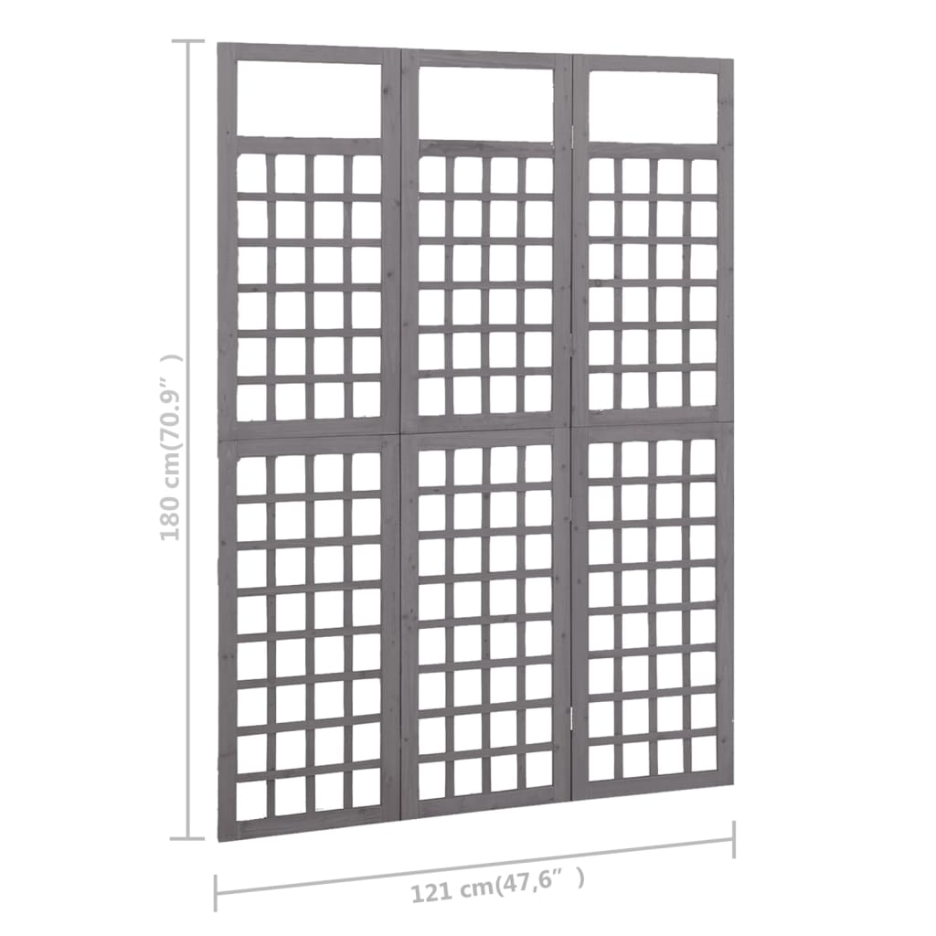 Kamerscherm/Trellis Met 3 Panelen Vurenhout 121 x 180 cm Grijs