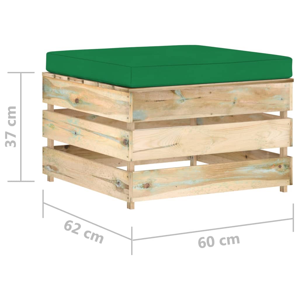 -Delige Loungeset Met Kussens Geïmpregneerd Hout Groen en bruin