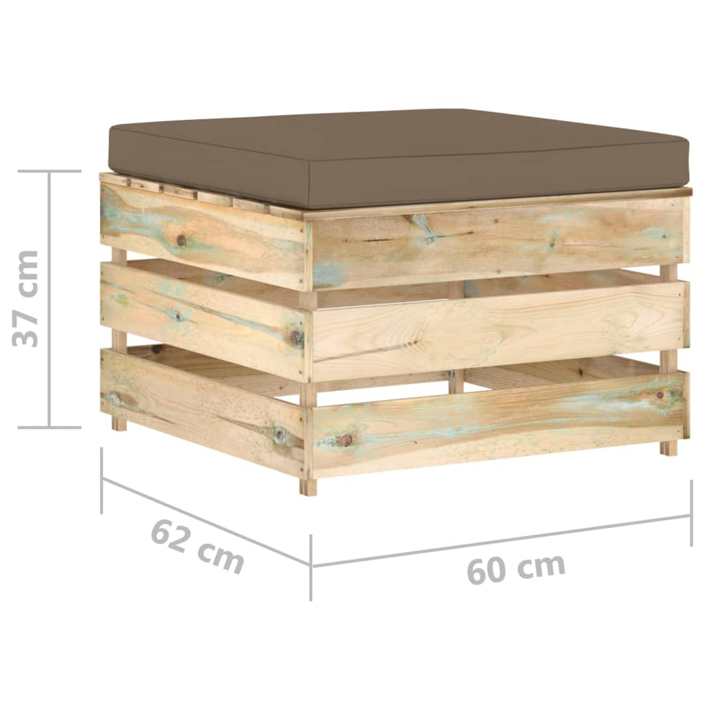 Loungeset Met Kussens Groen Geïmpregneerd Hout Taupe en bruin