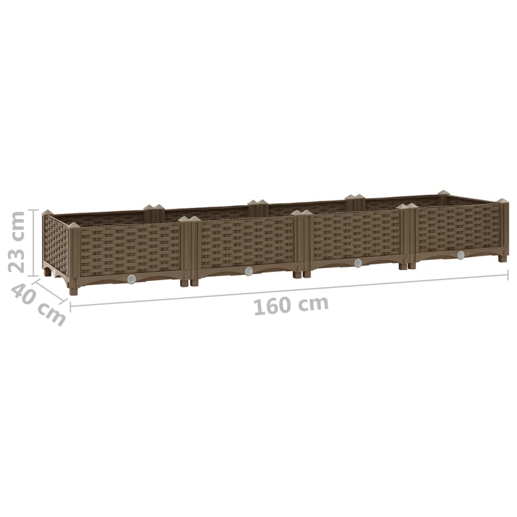 Plantenbak Verhoogd Polypropyleen 160 x 40 x 23 cm Bruin