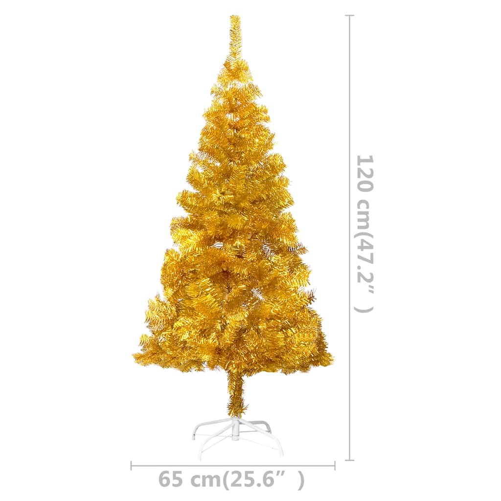 Kunstkerstboom met verlichting en kerstballen 120 cm PET goud