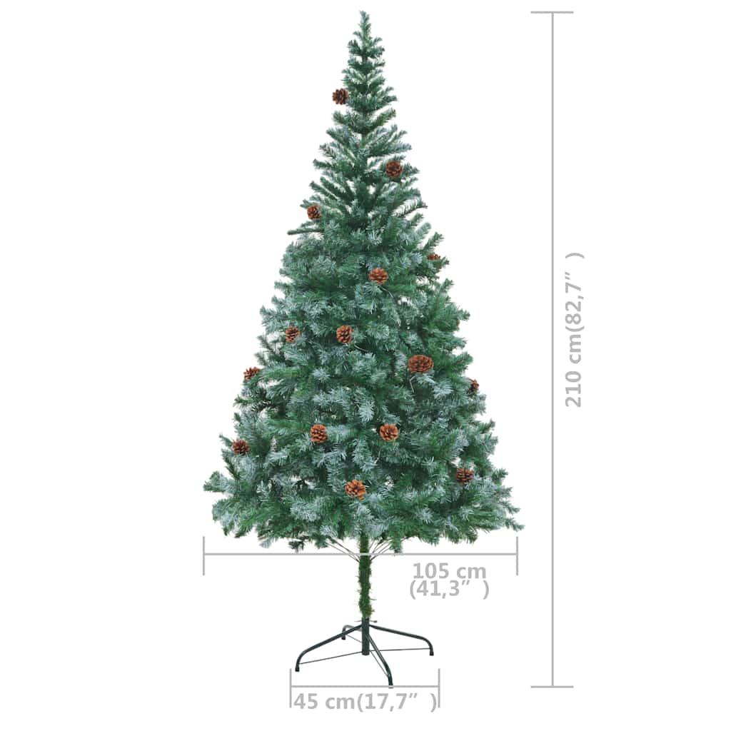Kunstkerstboom Met Verlichting Kerstballen Dennenappels 210 Cm