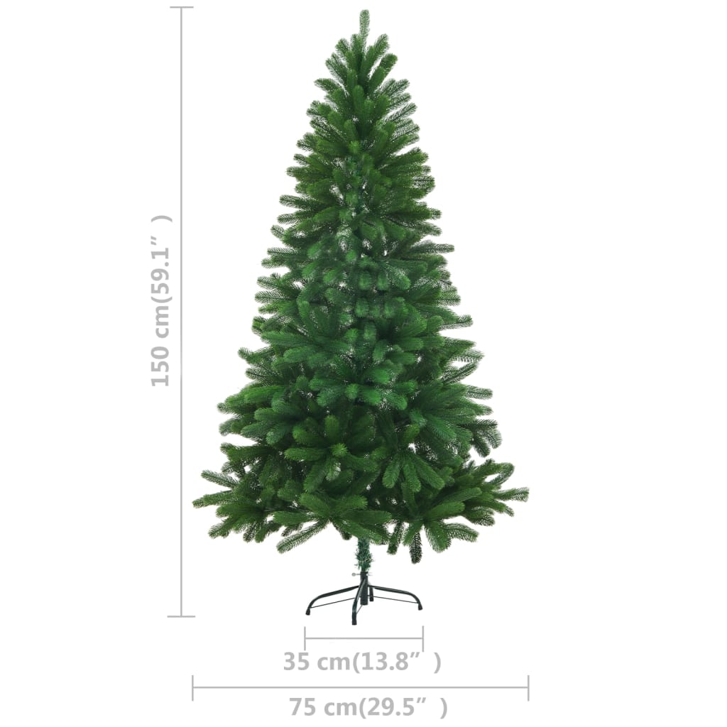 Kunstkerstboom Met Verlichting En Kerstballen 50 Cm Groen 150 x 75 cm Wit