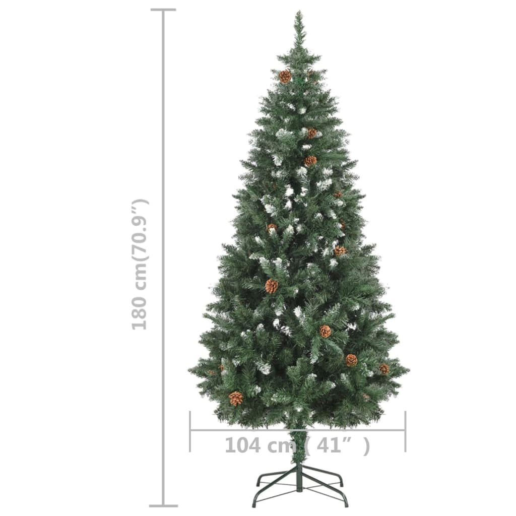 Kunstkerstboom met verlichting en dennenappels 180 cm