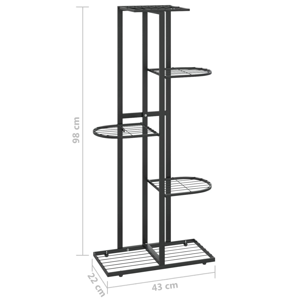 Bloemenstandaard Met 5 Lagen Metaal 43 x 22 x 98 cm Zwart