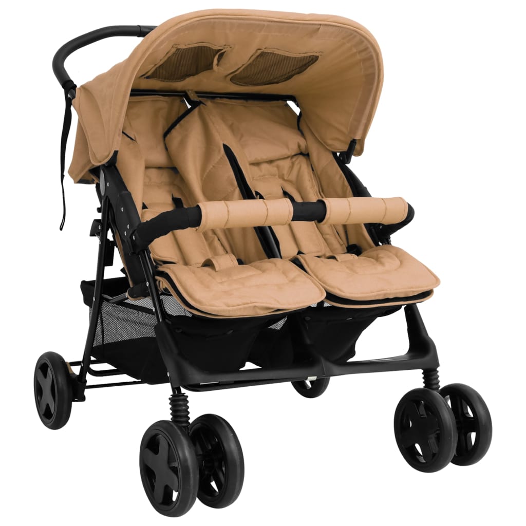Tweelingkinderwagen Staal Lichtgrijs