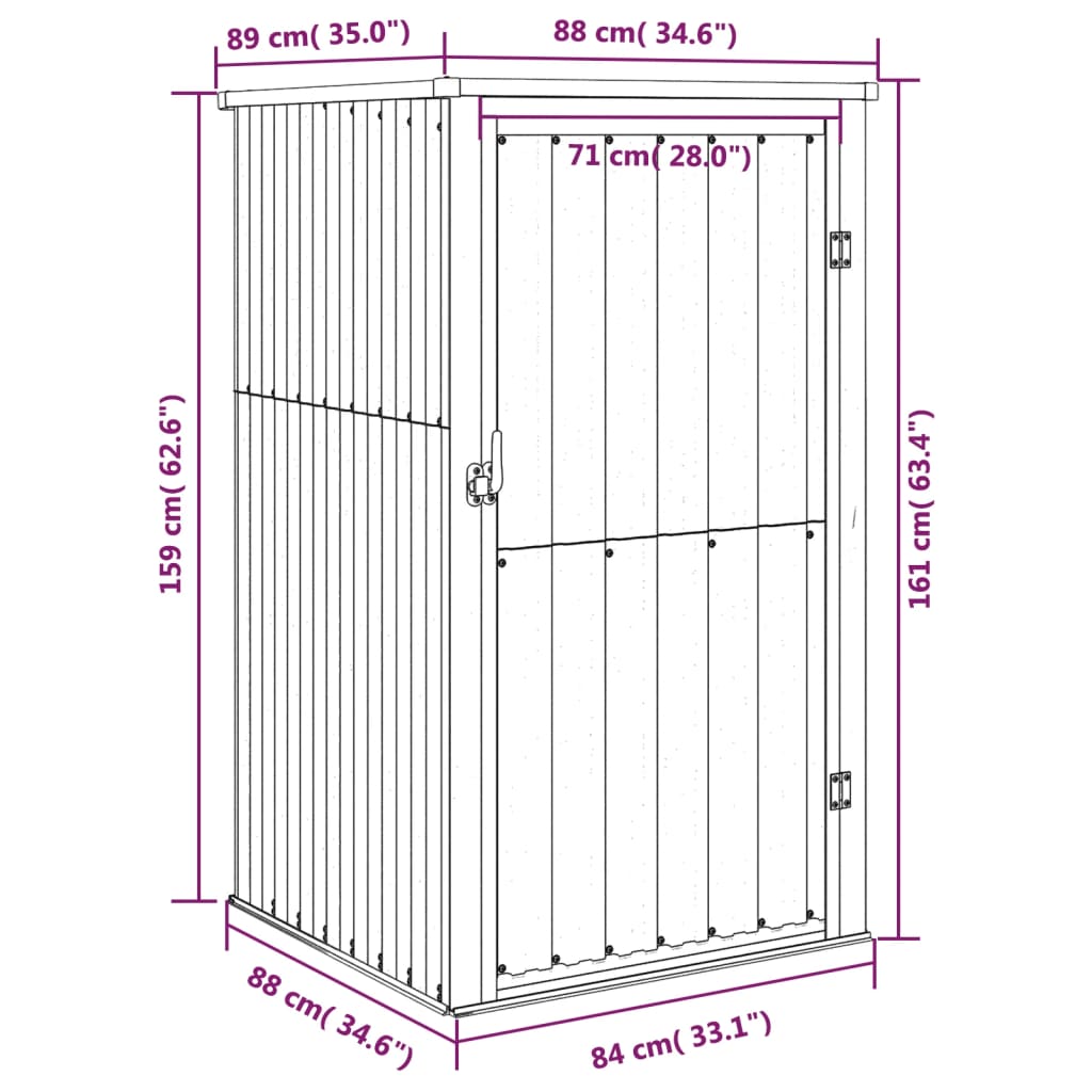 Tuinschuur Gegalvaniseerd Staal 88 x 89 x 161 cm Bruin