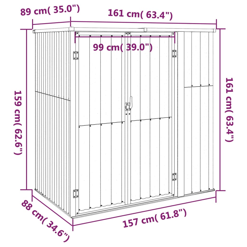 Tuinschuur 161X89X161 Cm Gegalvaniseerd Staal Groen