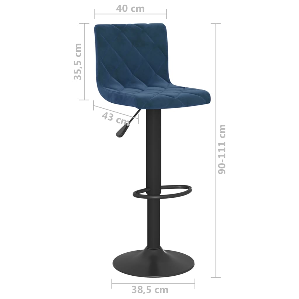 Barkrukken 2 St Fluweel Blauw