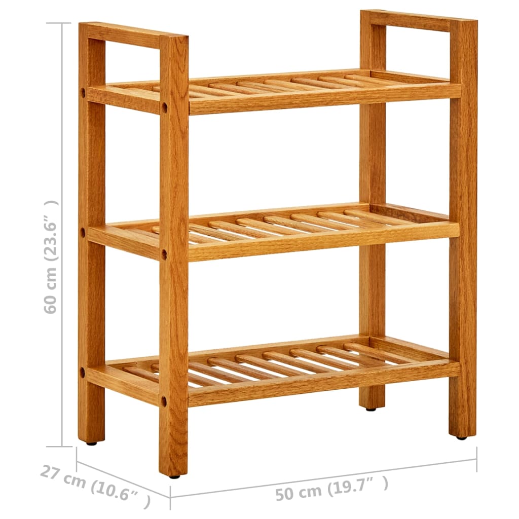 Schoenenrek Met 3 Schappen Massief Eikenhout 50 x 27 x 60 cm