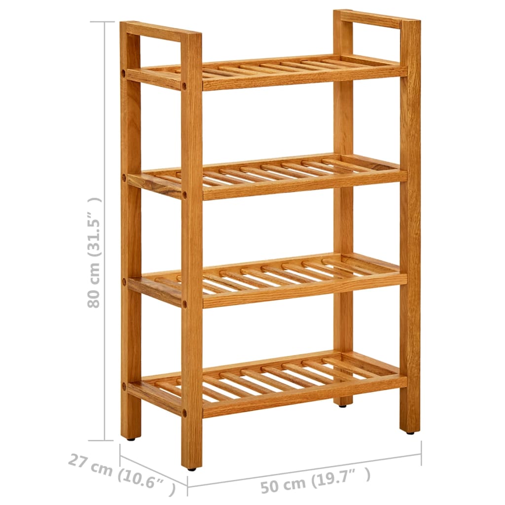 Schoenenrek Met 4 Schappen Massief Eikenhout 50 x 27 x 80 cm