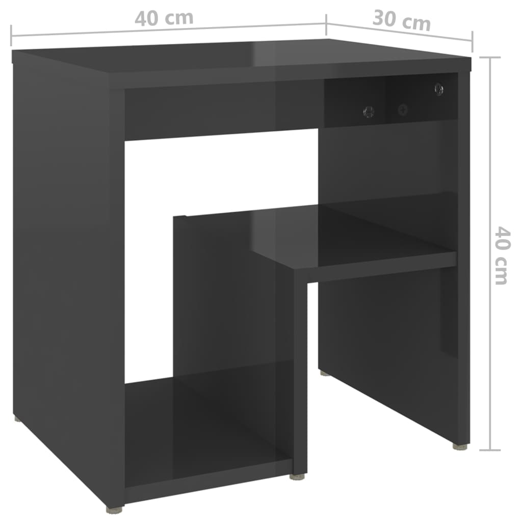 Nachtkastjes 2 st 40x30x40 cm bewerkt hout hoogglans grijs