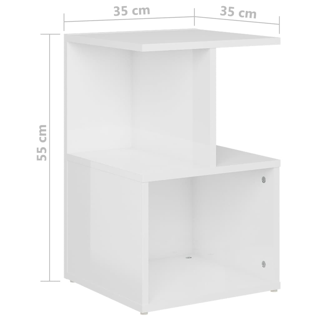 Nachtkastjes 35X35X55 Cm Spaanplaat 2 Hoogglans wit