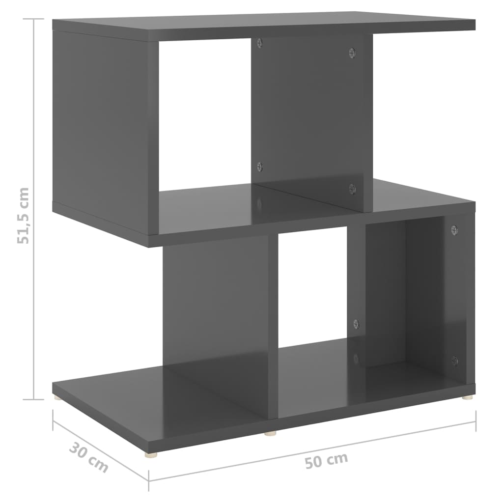 Nachtkastjes 2 st 50x30x51,5 cm bewerkt hout hoogglans grijs