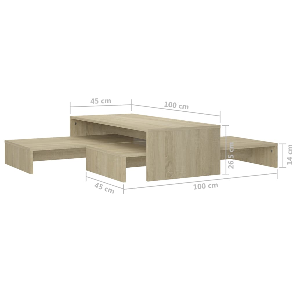 Salontafelset 00X00X26,5 Cm Spaanplaat Kleurig Sonoma eiken