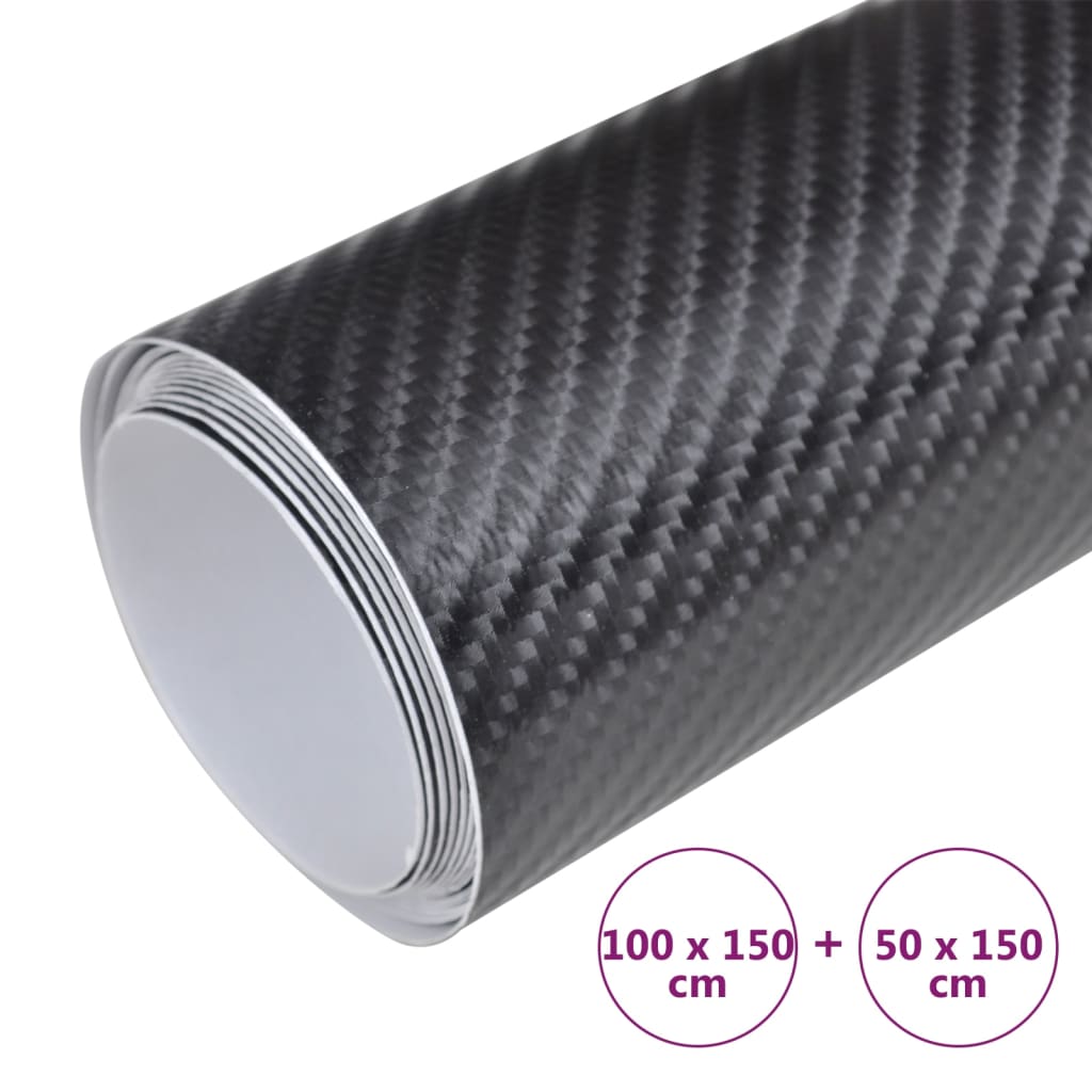 2 St Autofolie 4D 100X150 Cm + 50X150 Cm Zwart 100 x 150 cm + 50 x 150 cm