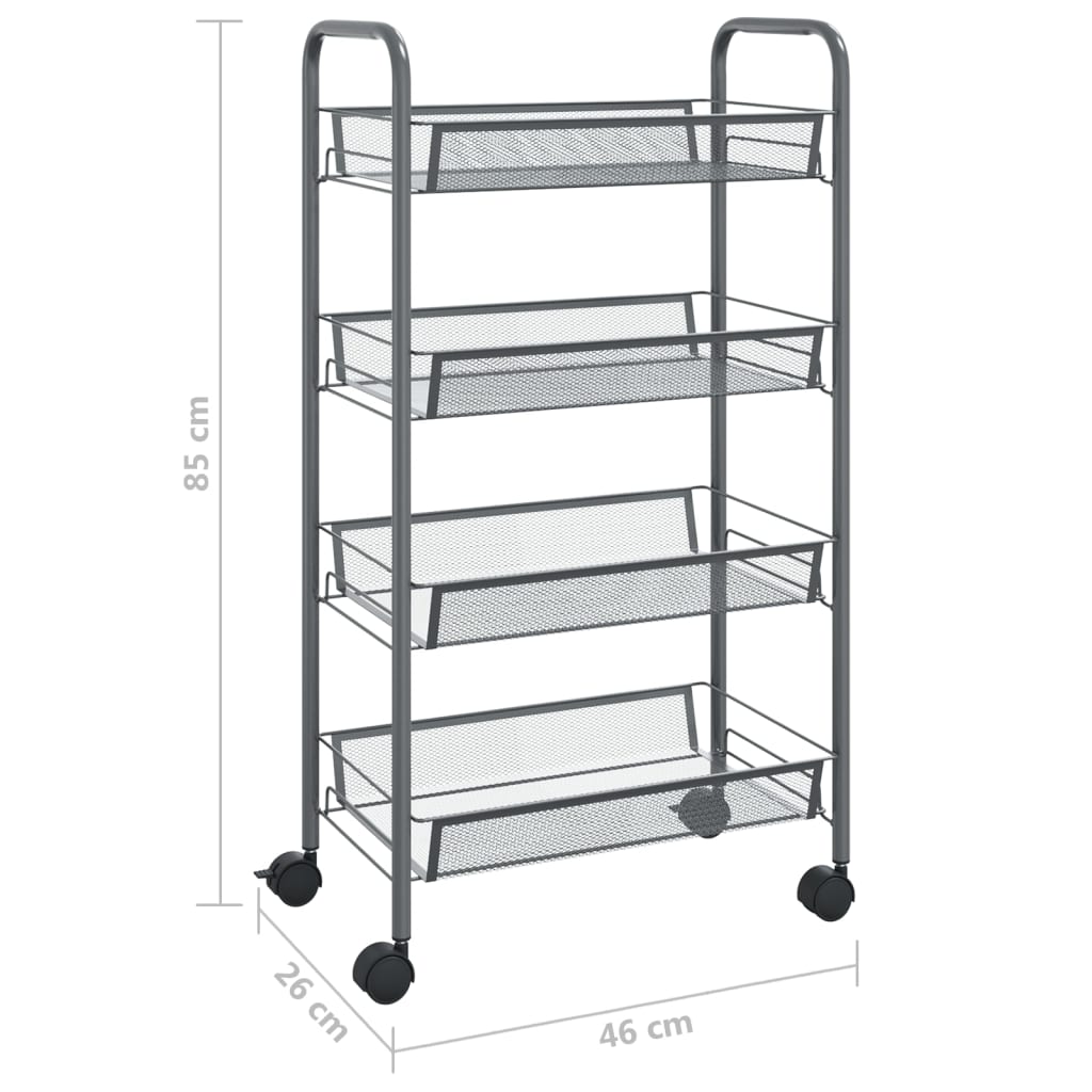 Keukentrolley 4-Laags Ijzer 46 x 26 x 85 cm Grijs