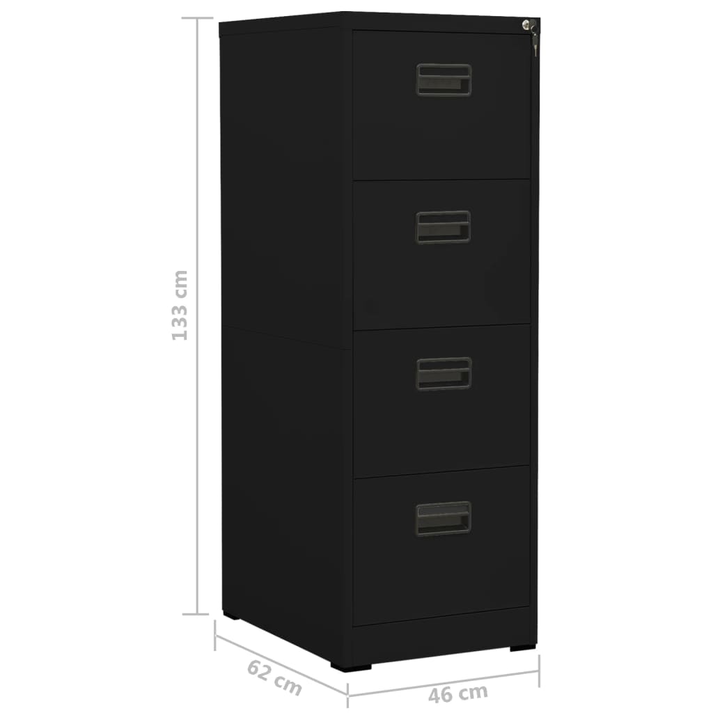 Archiefkast 46X62X133 Cm Staal Zwart 46 x 62 x 133 cm