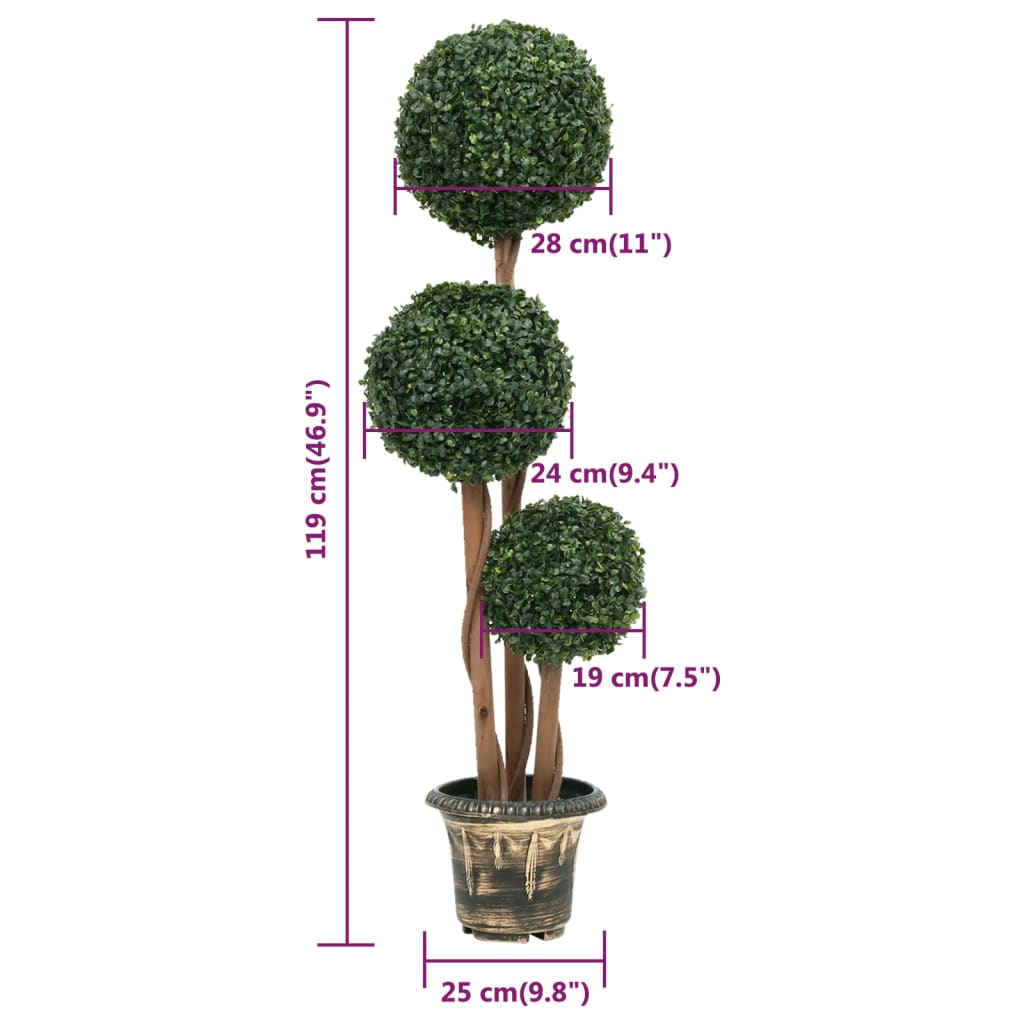 Kunstplant Met Pot Buxus Bolvorming 119 Cm Groen 25 x 119 cm