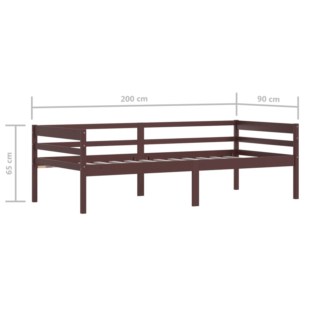 Bedframe Massief Grenenhout 90X200 Cm Donkerbruin
