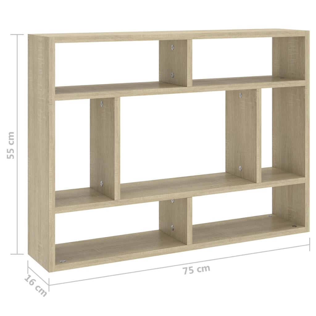 Wandschap 75X6X55 Cm Spaanplaat Kleurig Sonoma eiken