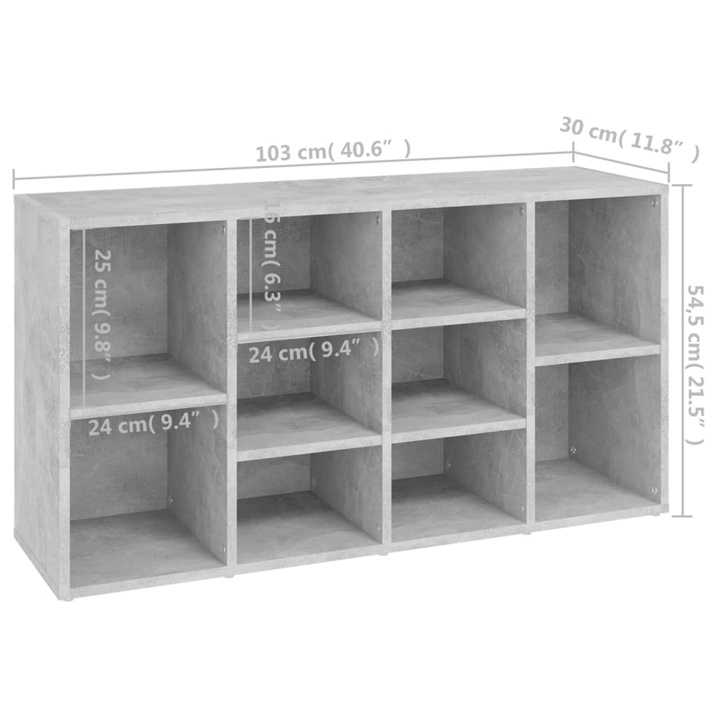 Schoenenbank 03X30X54,5 Cm Spaanplaat Betongrijs