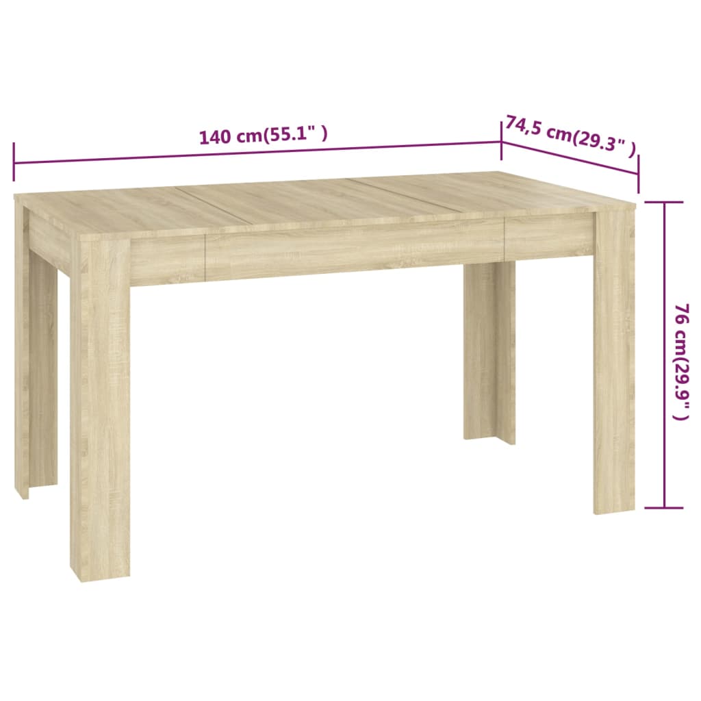 Eettafel 40X74,5X76 Cm Spaanplaat Kleurig Sonoma eiken