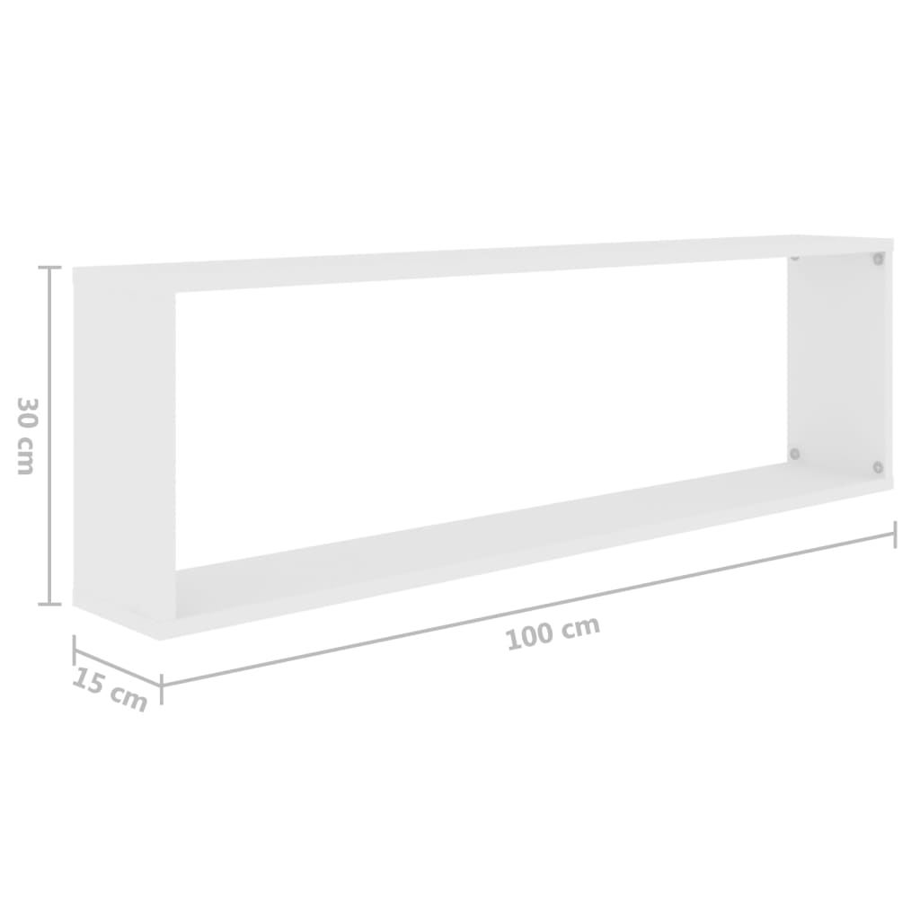 Wandschappen kubus 4 st 100x15x30 cm bewerkt hout wit 4 100 x 15 x 30 cm