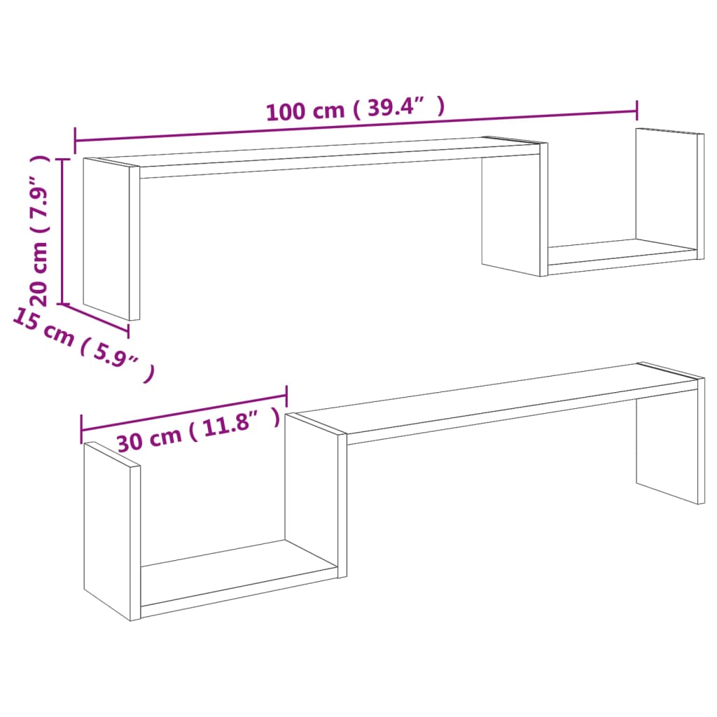 Wandschappen 100X15X0 Cm Spaanplaat Betongrijs